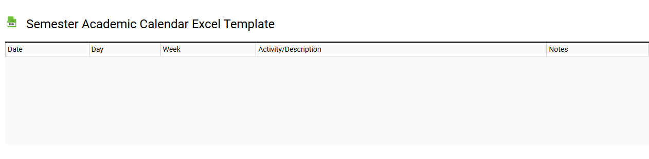 Semester academic calendar Excel template