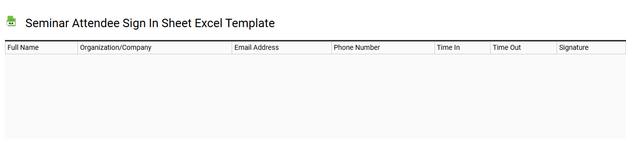 Seminar attendee sign in sheet Excel template