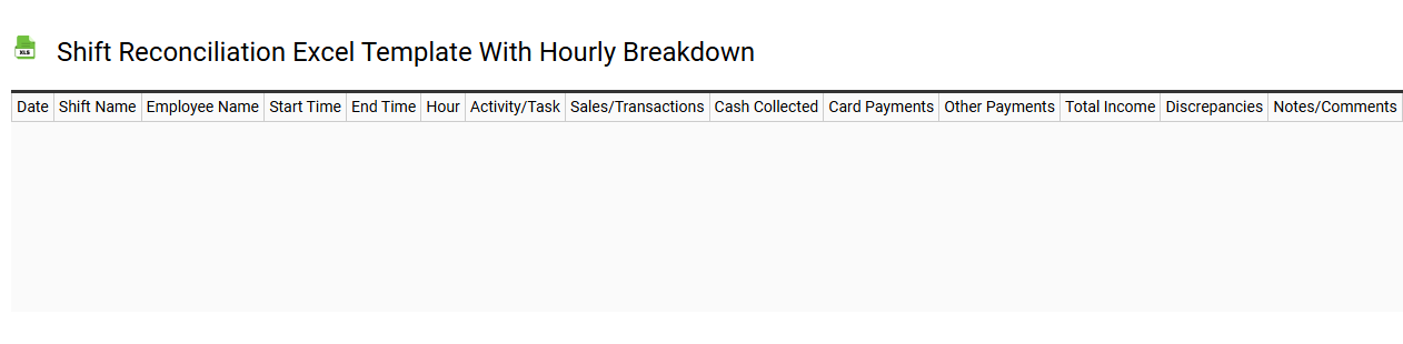 Shift reconciliation Excel template with hourly breakdown
