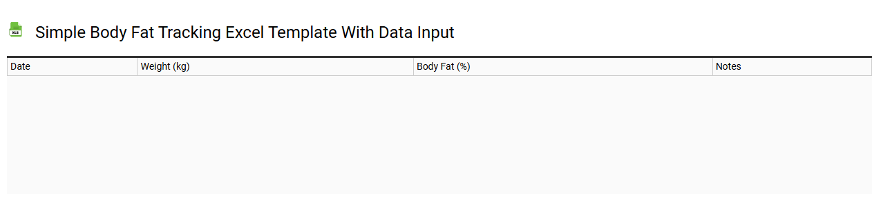 Simple body fat tracking Excel template with data input