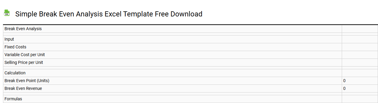 Simple break even analysis Excel template free download