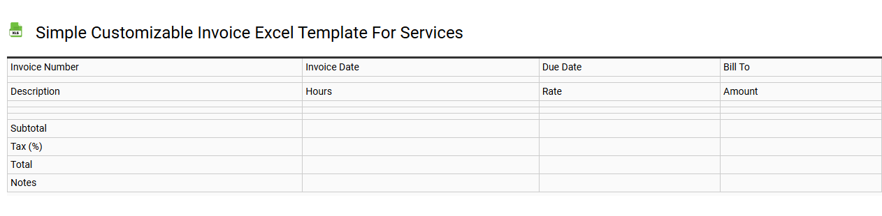Simple customizable invoice Excel template for services