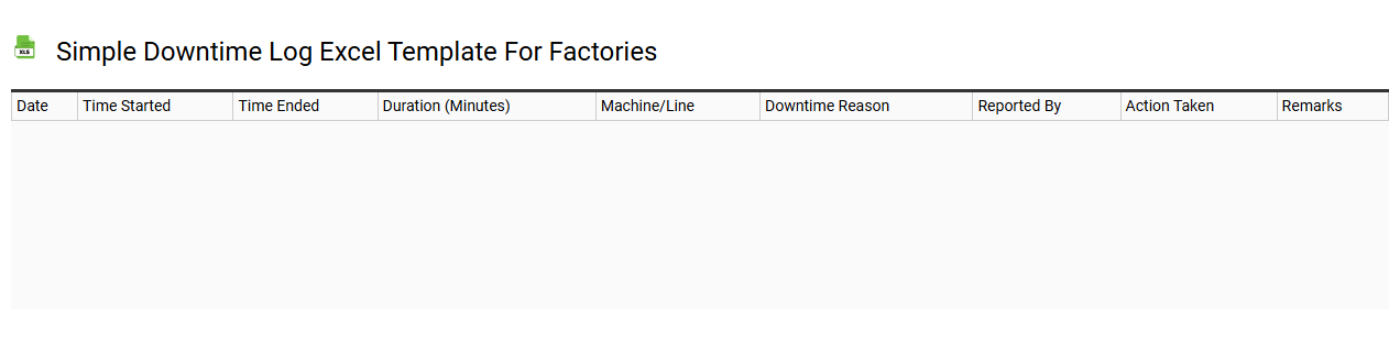 Simple downtime log Excel template for factories