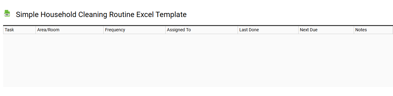 Simple household cleaning routine Excel template