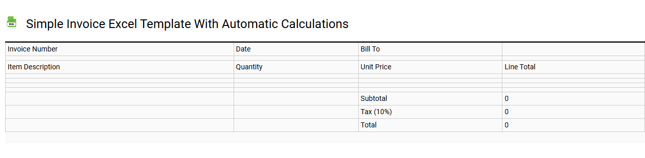 Simple invoice Excel template with automatic calculations