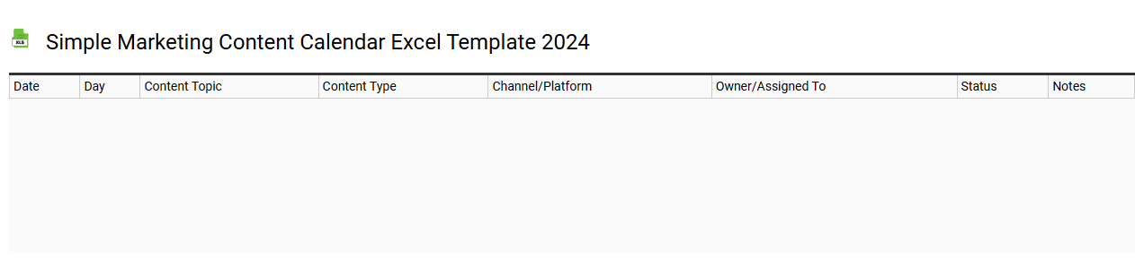 Simple marketing content calendar Excel template 2024
