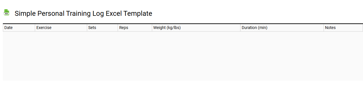 Simple personal training log Excel template