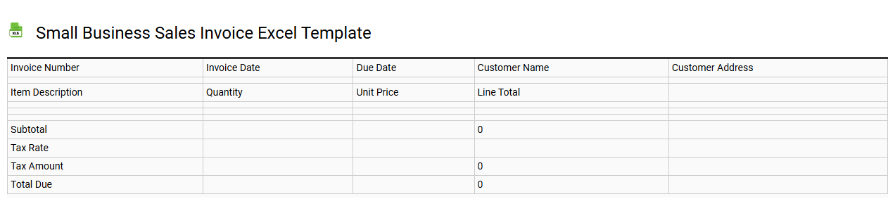 Small business sales invoice Excel template