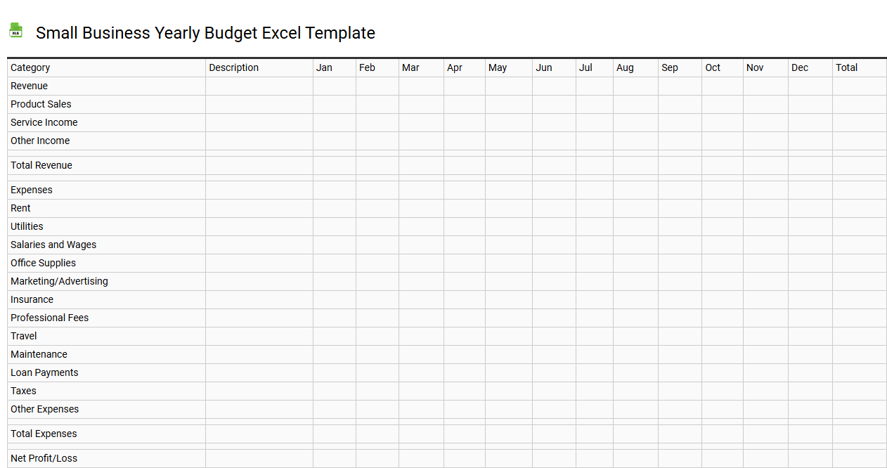 Small business yearly budget Excel template
