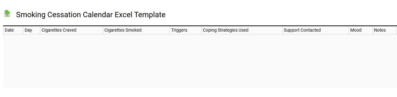 Smoking cessation calendar Excel template
