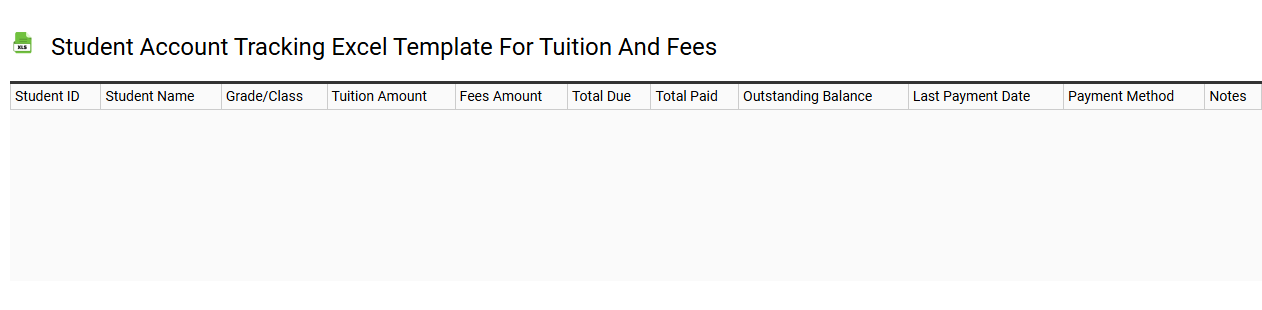 Student account tracking Excel template for tuition and fees