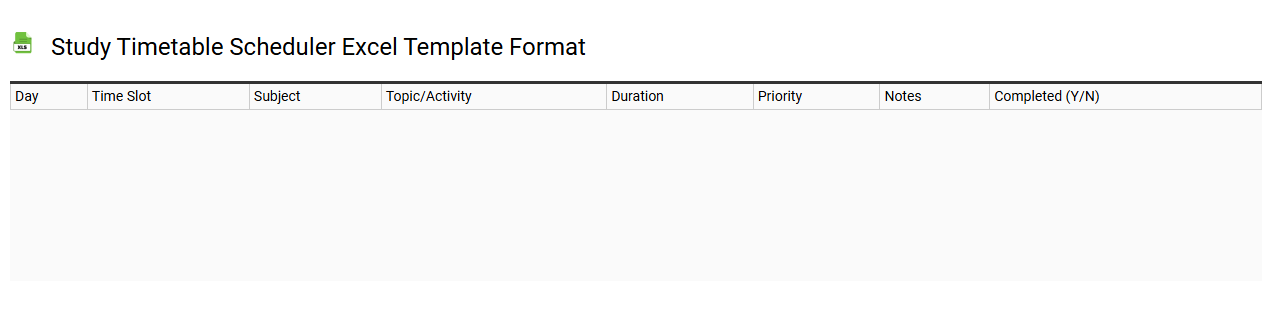 Study timetable scheduler Excel template format