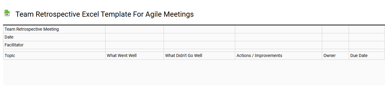 Team retrospective Excel template for agile meetings