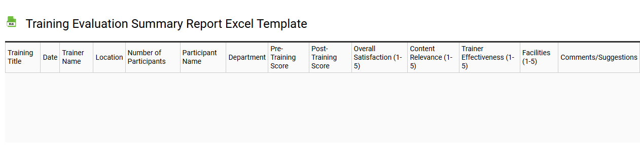 Training evaluation summary report Excel template