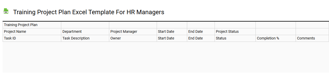 Training project plan Excel template for HR managers