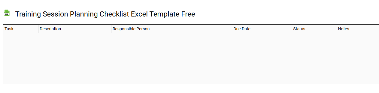 Training session planning checklist Excel template free