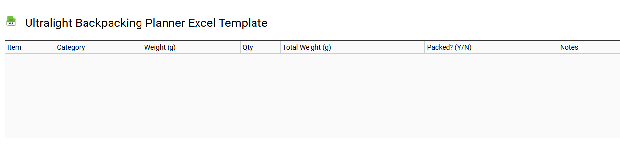 Ultralight backpacking planner Excel template