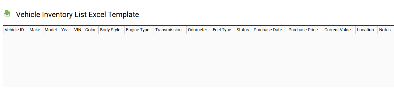 Vehicle inventory list Excel template