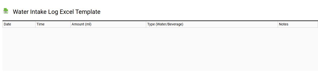 Water intake log Excel template