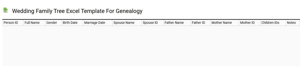 Wedding family tree Excel template for genealogy