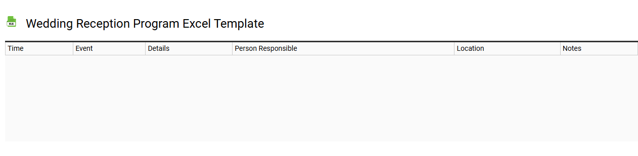 Wedding reception program Excel template
