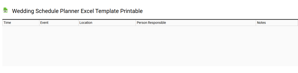 Wedding schedule planner Excel template printable