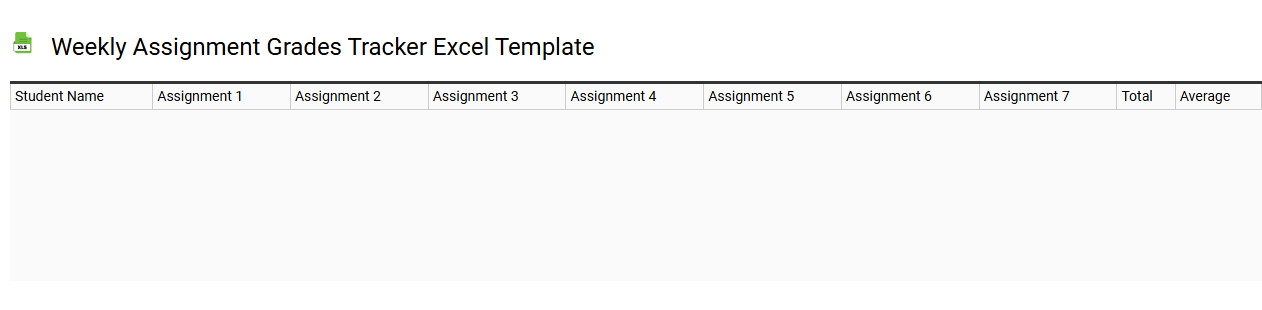 Weekly assignment grades tracker Excel template