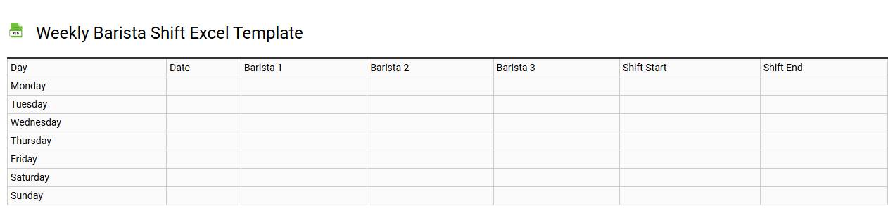Weekly Barista shift Excel template