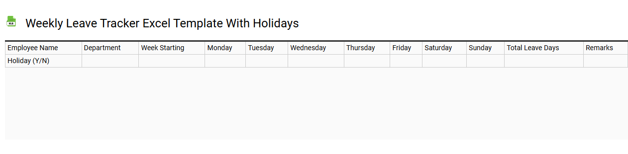 Weekly leave tracker Excel template with holidays