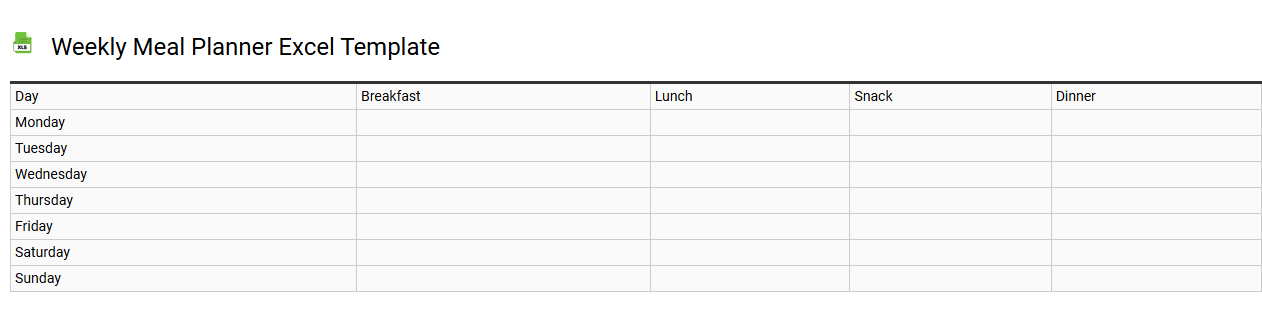 Weekly meal planner Excel template