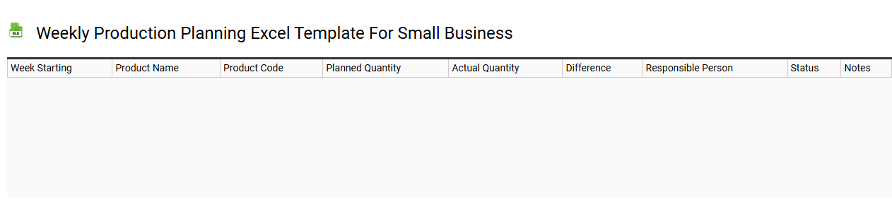 Weekly production planning Excel template for small business