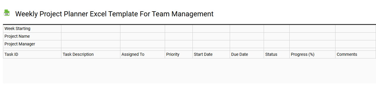 Weekly project planner Excel template for team management