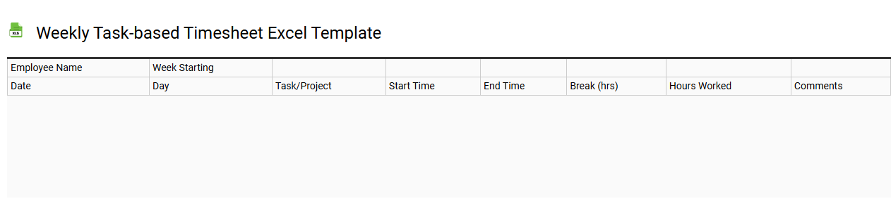 Weekly task-based timesheet Excel template