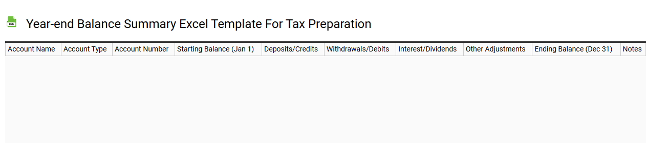 Year-end balance summary Excel template for tax preparation