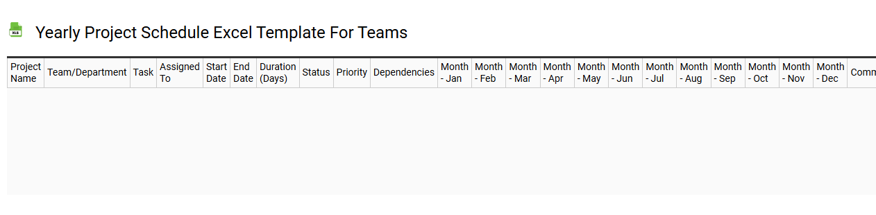 Yearly project schedule Excel template for teams