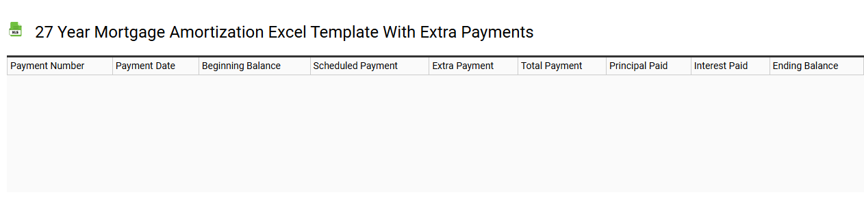 27 year mortgage amortization Excel template with extra payments