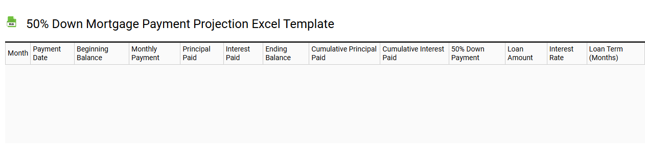 50% down mortgage payment projection Excel template