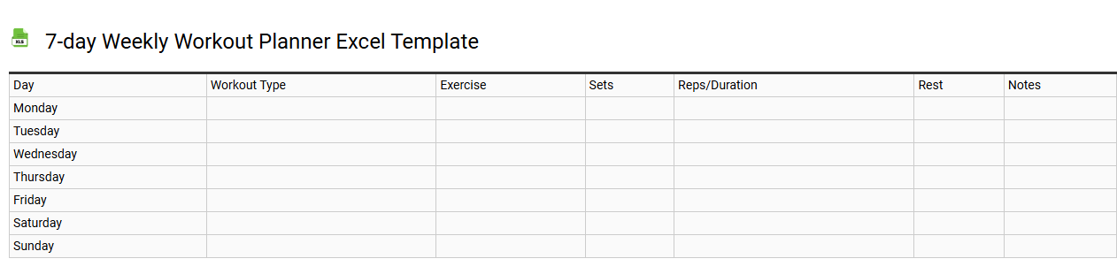 7-day weekly workout planner Excel template