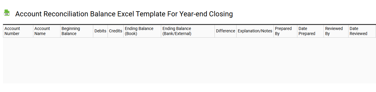 Account reconciliation balance Excel template for year-end closing