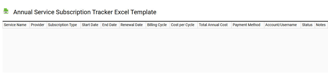 Annual service subscription tracker Excel template
