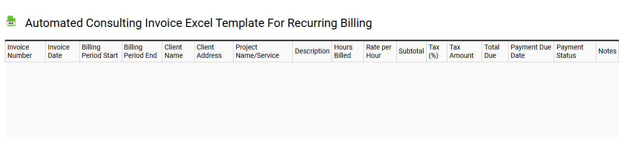 Automated consulting invoice Excel template for recurring billing