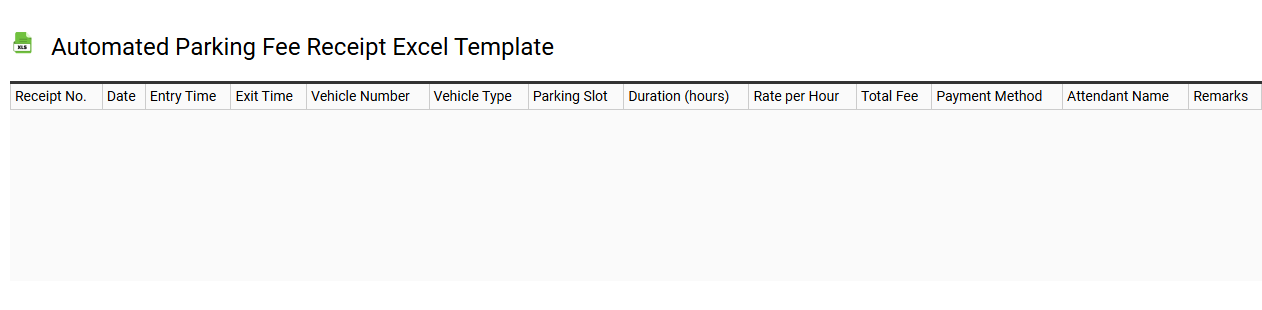 Automated parking fee receipt Excel template