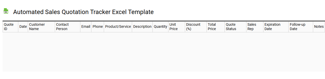 Automated sales quotation tracker Excel template