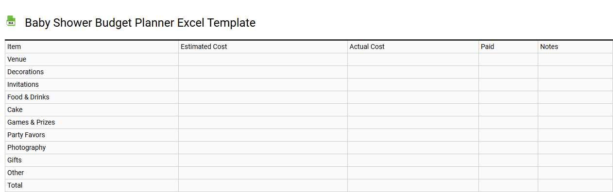 Baby shower budget planner Excel template