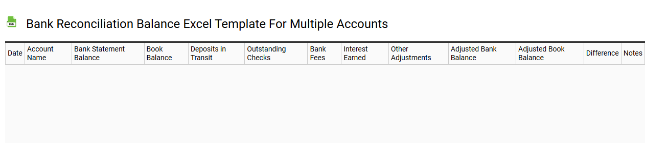 Bank reconciliation balance Excel template for multiple accounts