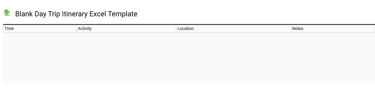 Blank day trip itinerary Excel template