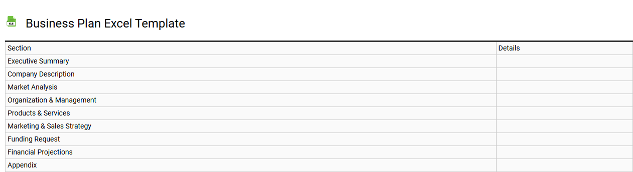 Business plan Excel template