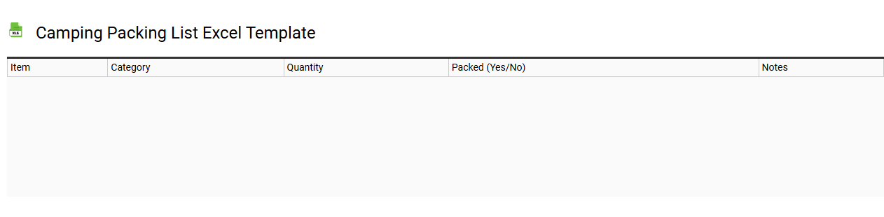 Camping packing list Excel template