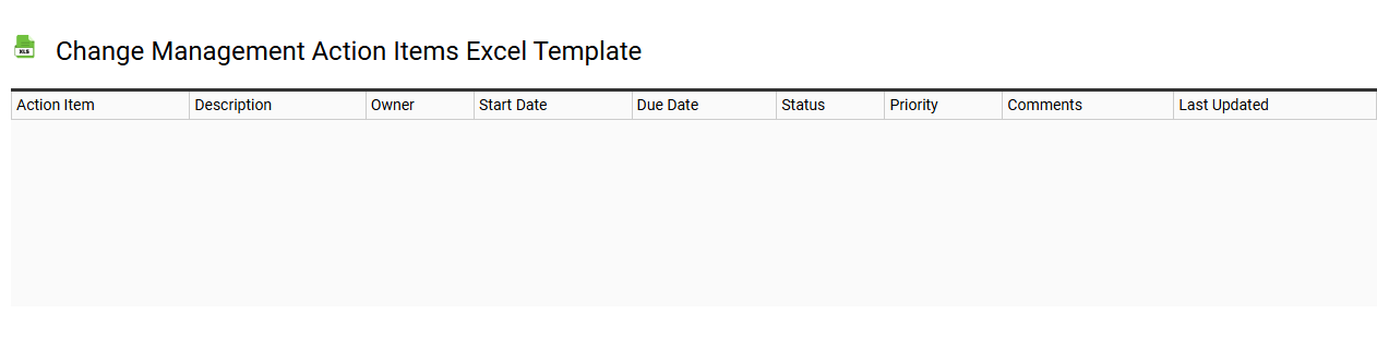 Change management action items Excel template