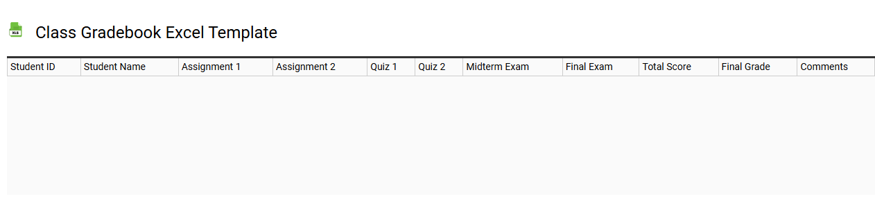 Class gradebook Excel template